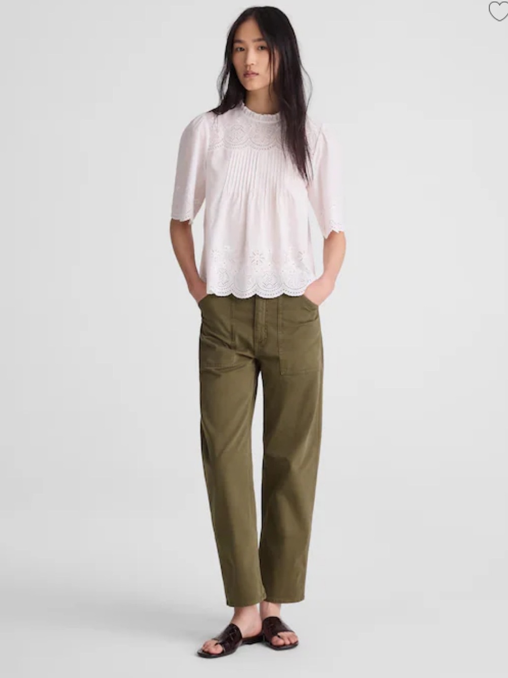 Madewell Darted Barrel-Leg Utility Pant NV176 Safari Khaki Comfort Stretch 27